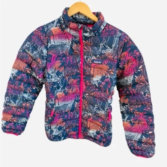 Patagonia Girls' Down Sweater Puffer XXL 16/18 Woodland Animal Print